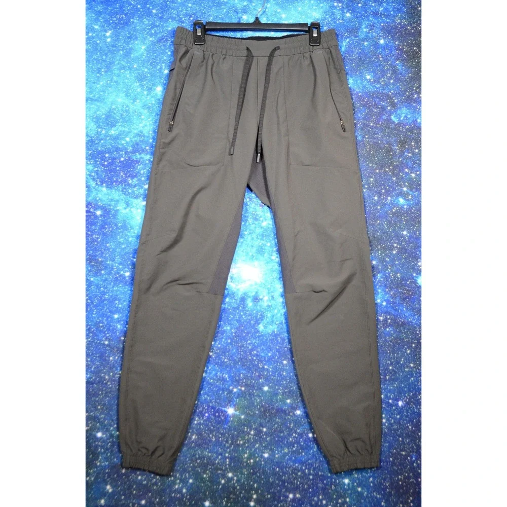 Lululemon Jogger Pants Mens Medium Gray Woven Zip Pockets Ventilated Athletic